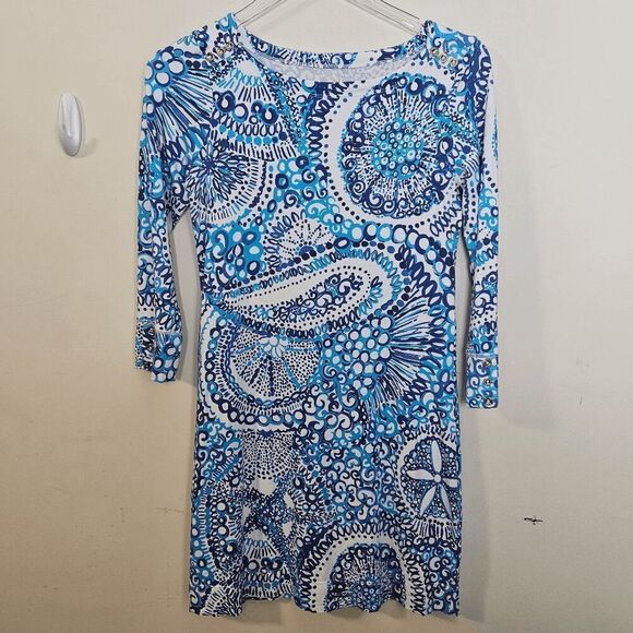 Lilly Pulitzer Starfish Sand Dollar Print Long Sleeve Sophie Dress 17412 Women's - Picture 1 of 5
